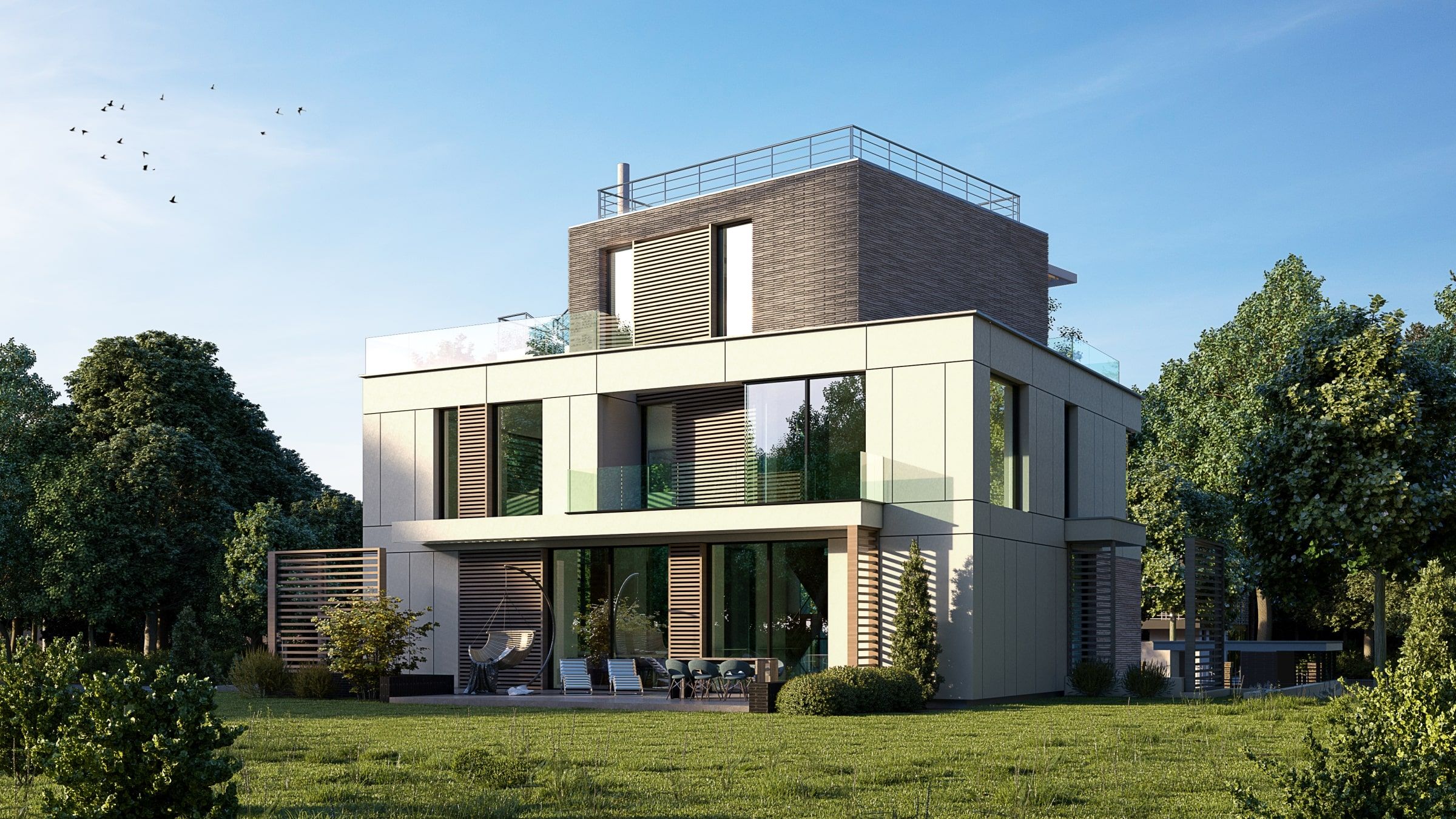 Widok domu od strony ogrodu